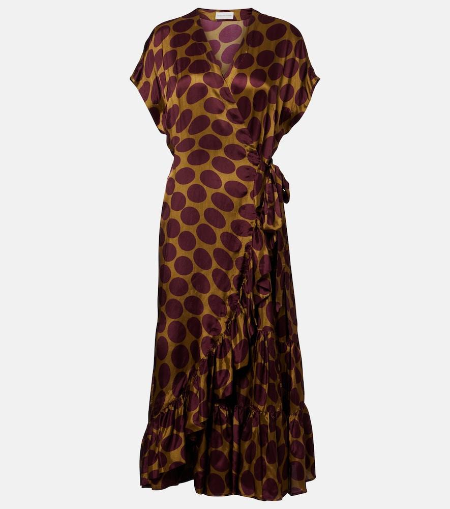dries van noten polka-dot satin wrap dress
