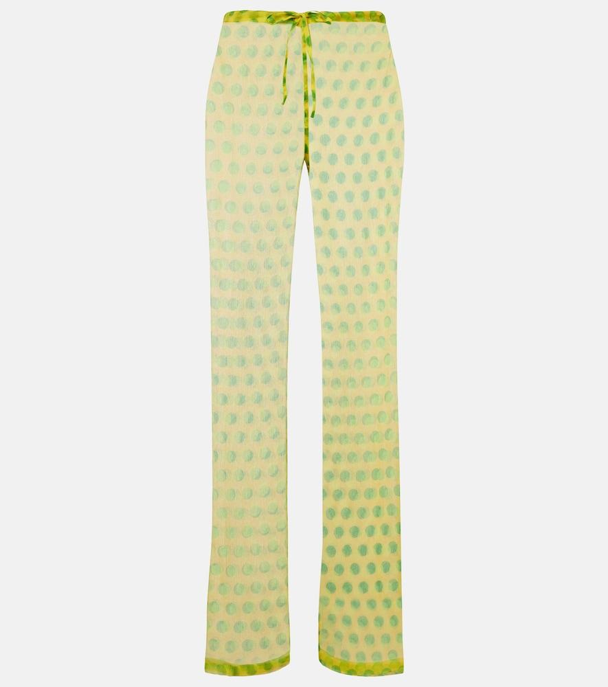 dries van noten polka-dot silk straight pants