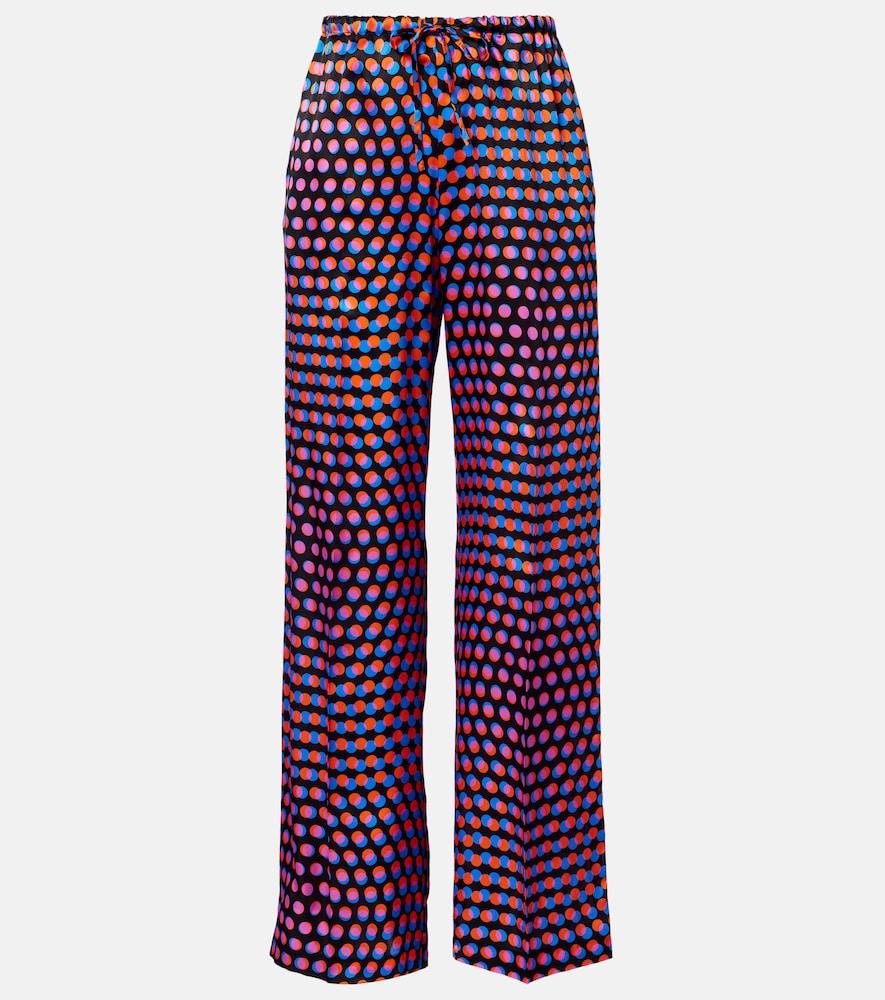 dries van noten polka-dot silk wide-leg pants