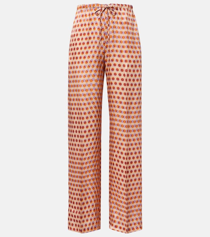 dries van noten polka-dot silk wide-leg pants