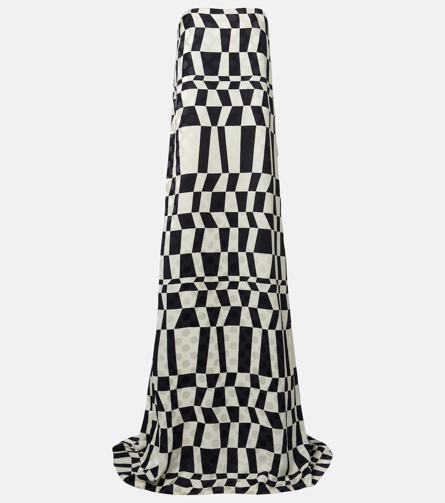 dries van noten printed bustier gown