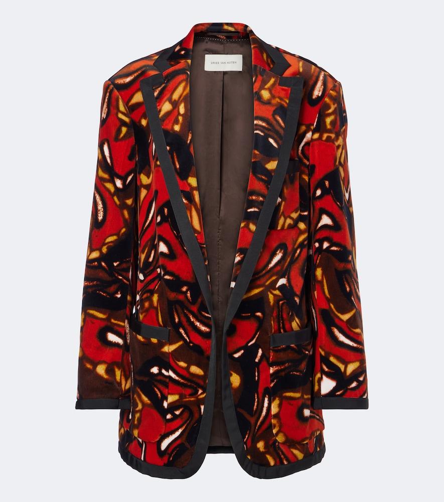 dries van noten printed cotton-blend blazer