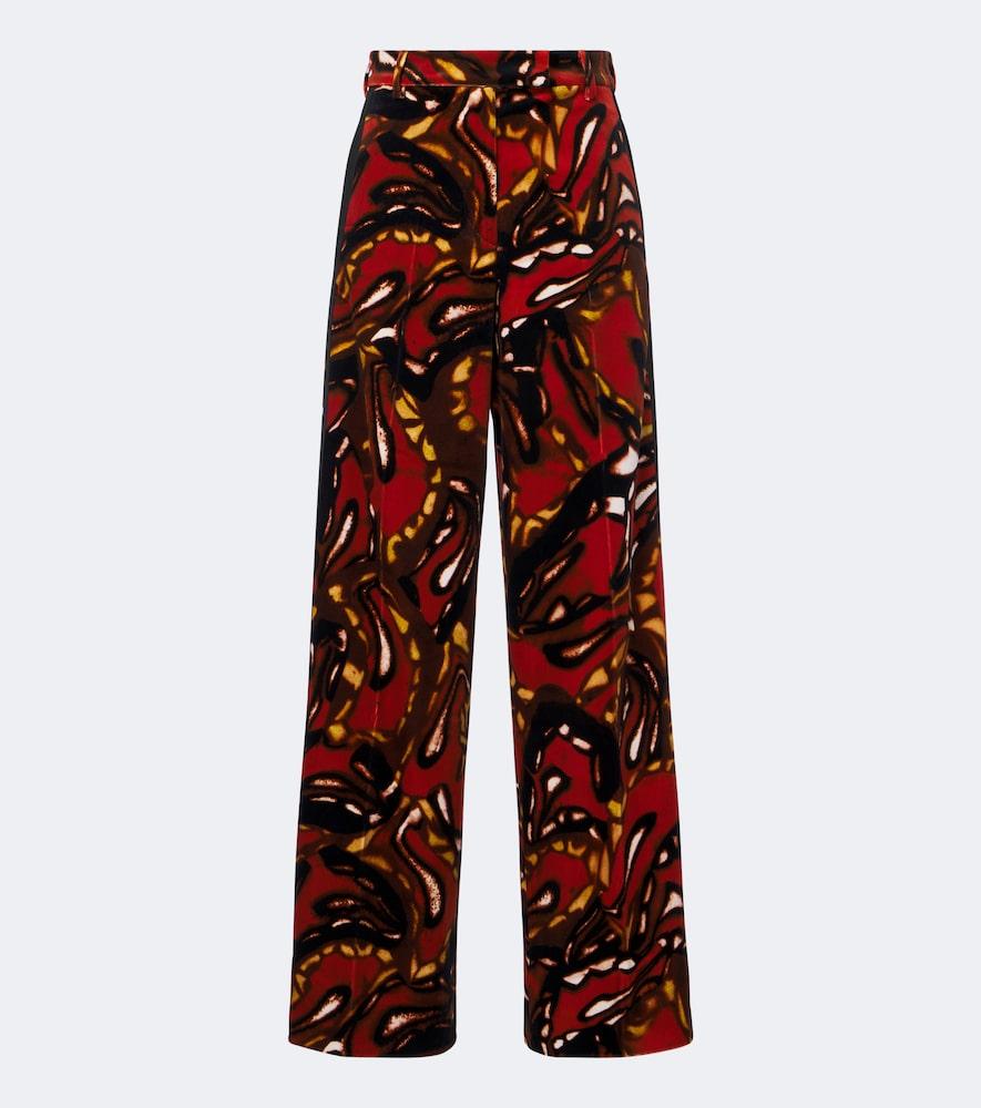 dries van noten printed cotton-blend wide-leg pants