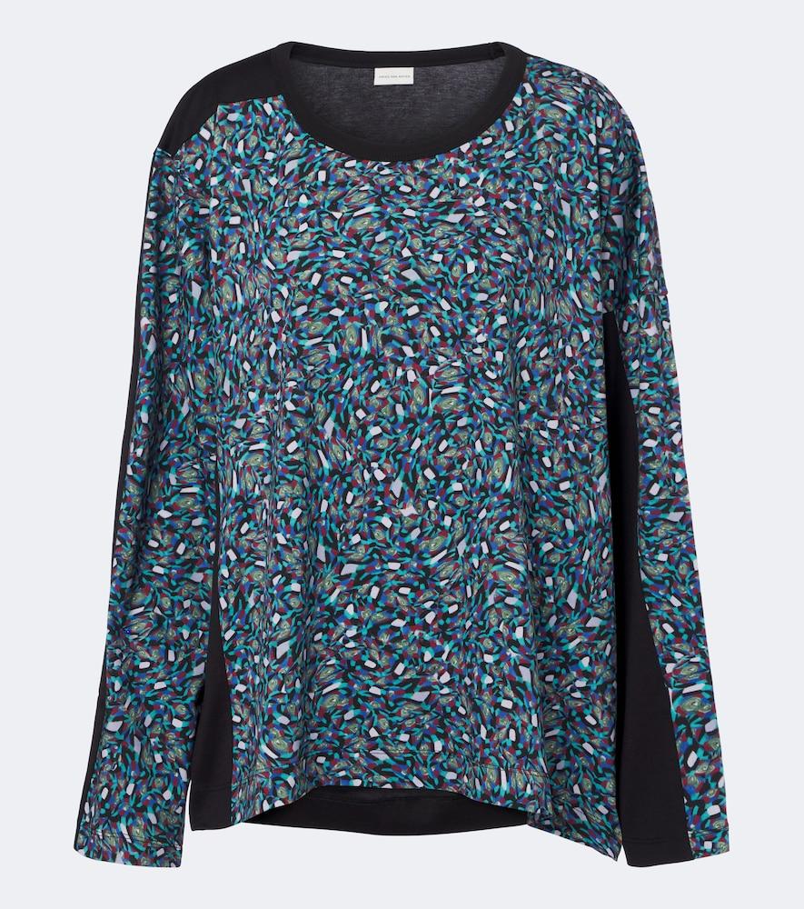 dries van noten printed cotton jersey top