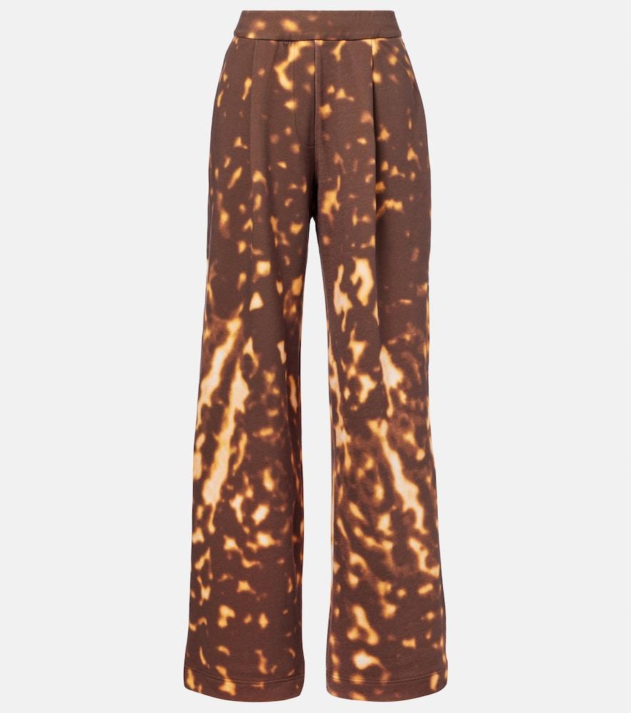 dries van noten printed cotton wide-leg pants