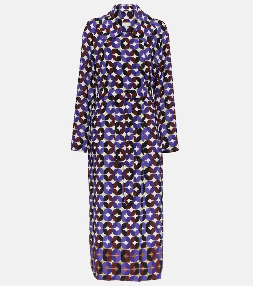 dries van noten printed double-breasted coat