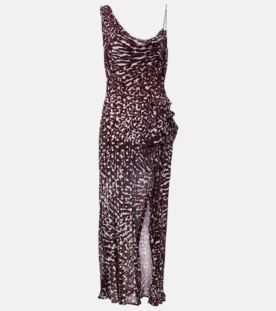 dries van noten printed draped one-shoulder midi dress