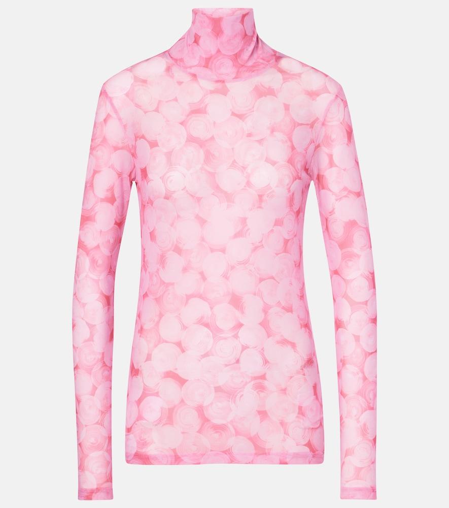 dries van noten printed high-neck jersey top