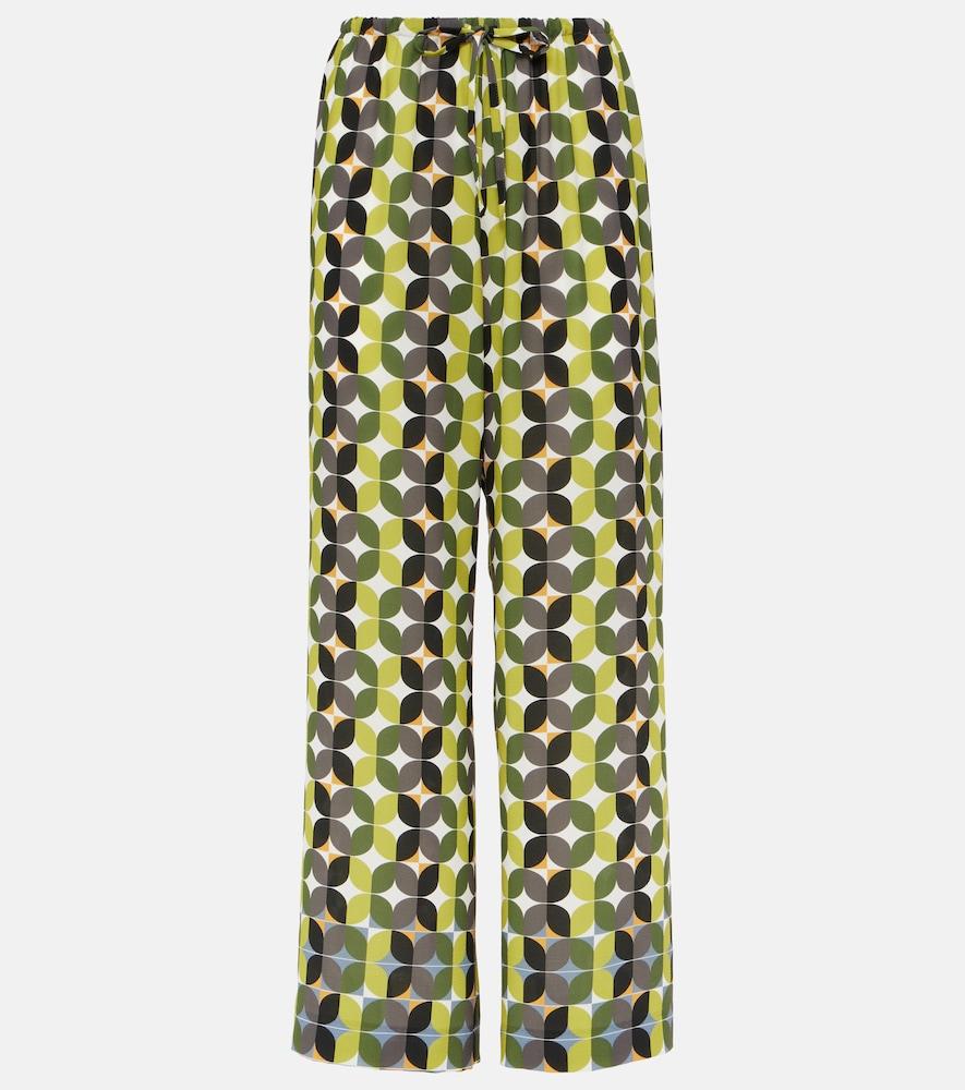 dries van noten printed high-rise crêpe wide-leg pants