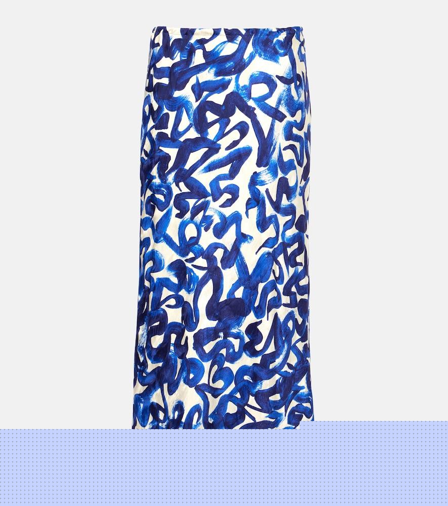 dries van noten printed midi skirt