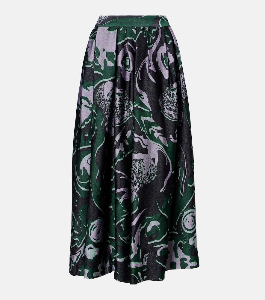 dries van noten printed midi skirt