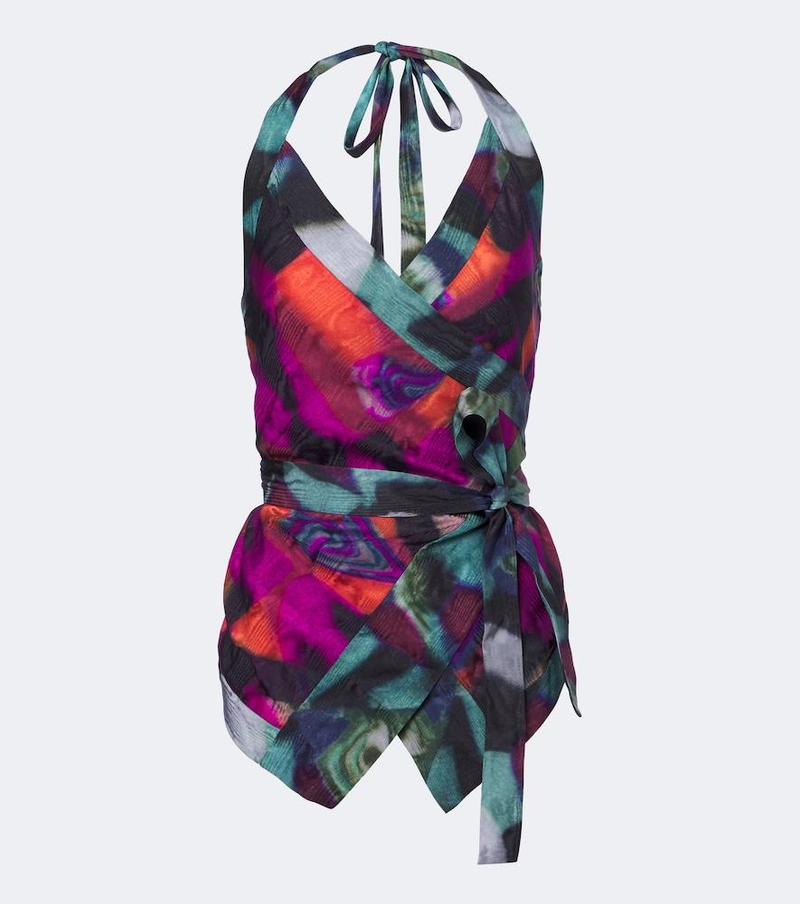 dries van noten printed moiré wrap top