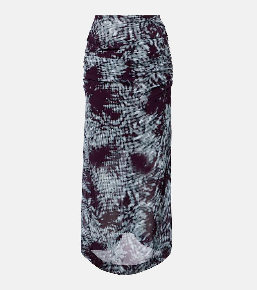 dries van noten printed ruched midi skirt