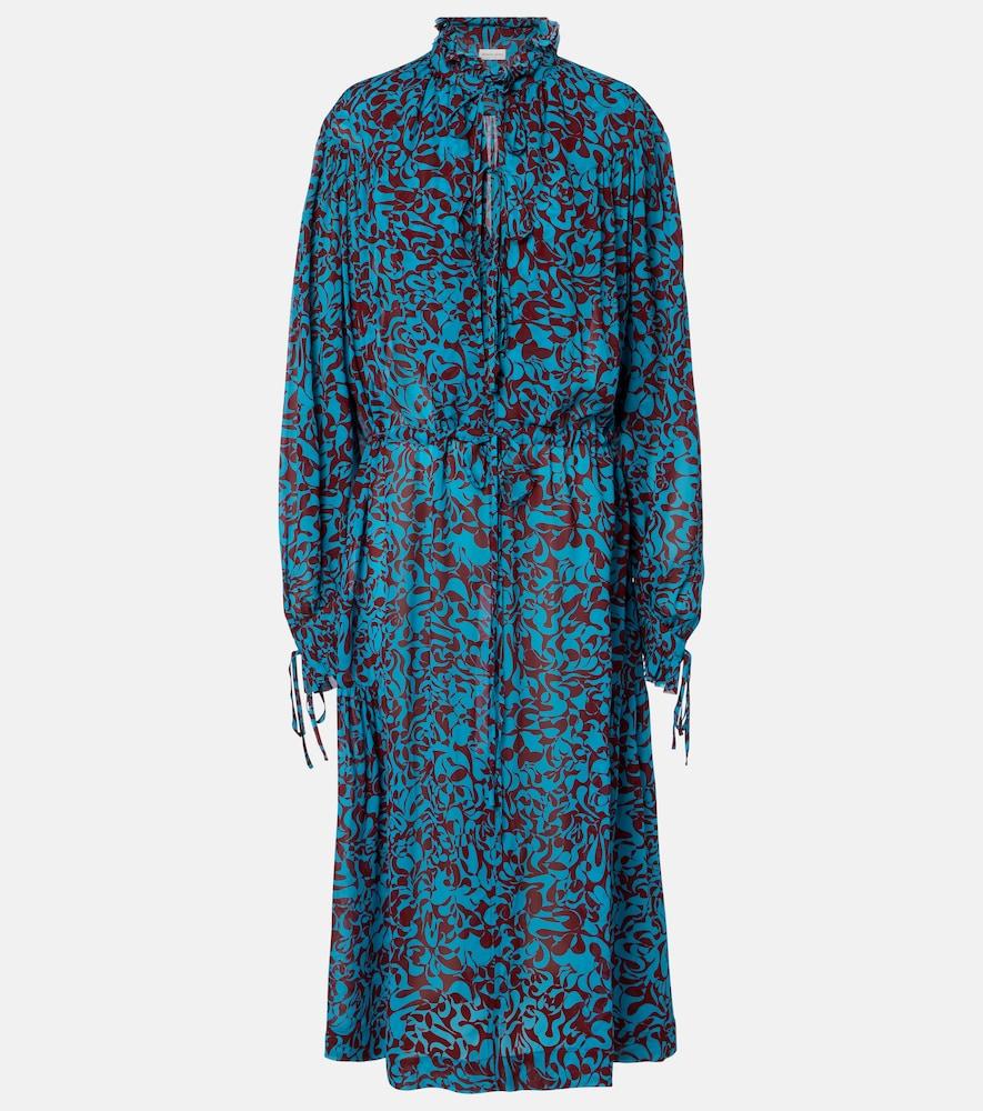 dries van noten printed ruffled shirt dress