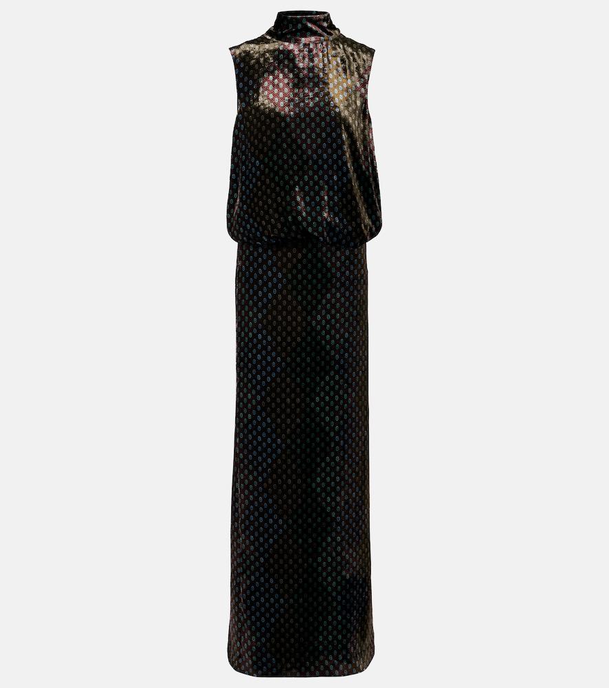 dries van noten printed satin maxi dress