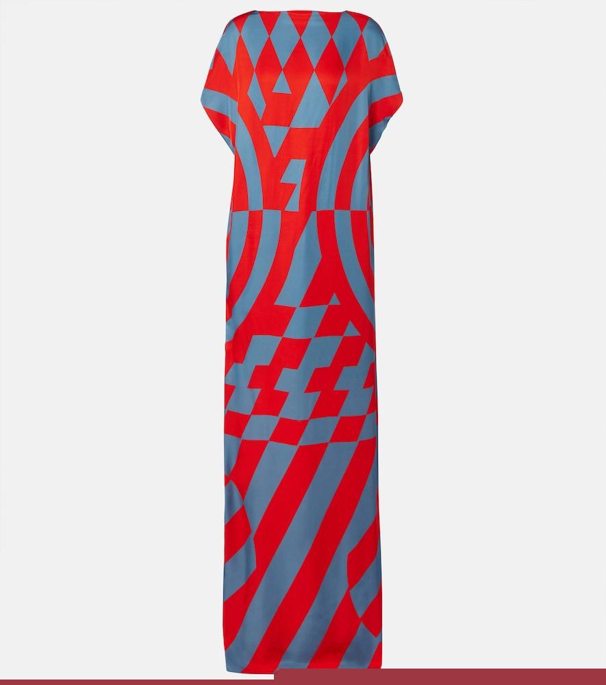 dries van noten printed satin maxi dress