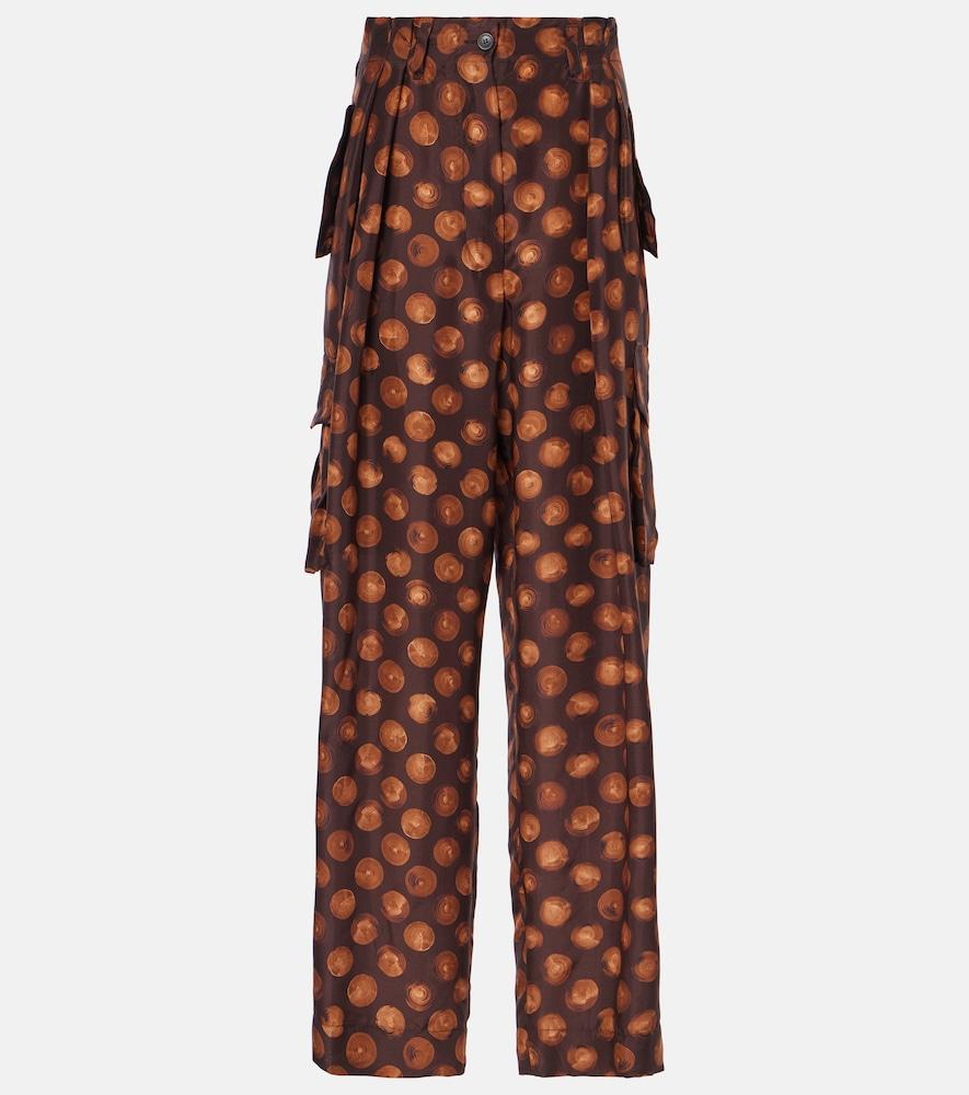 dries van noten printed silk cargo pants