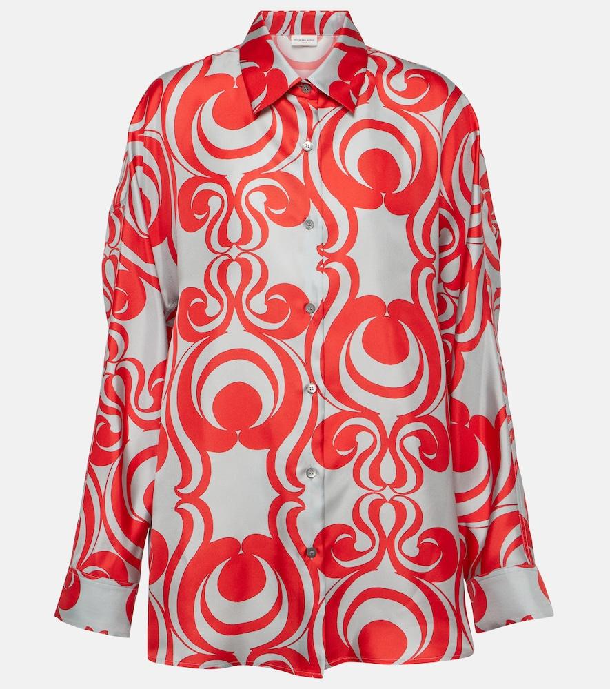 dries van noten printed silk twill shirt