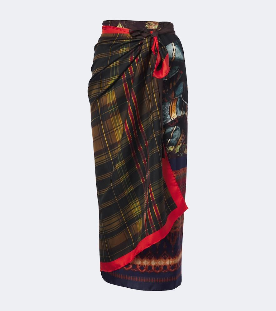 dries van noten printed silk twill wrap skirt