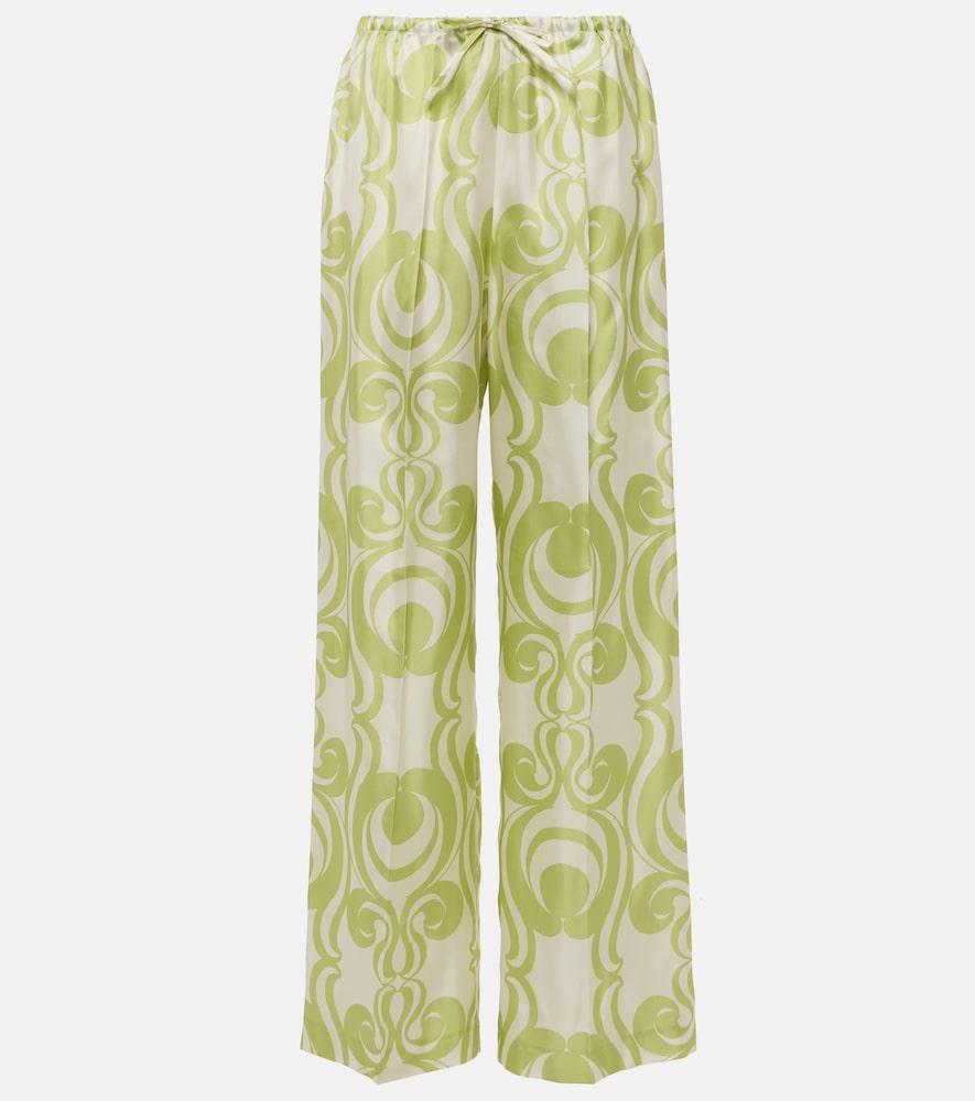 dries van noten printed silk wide-leg pants