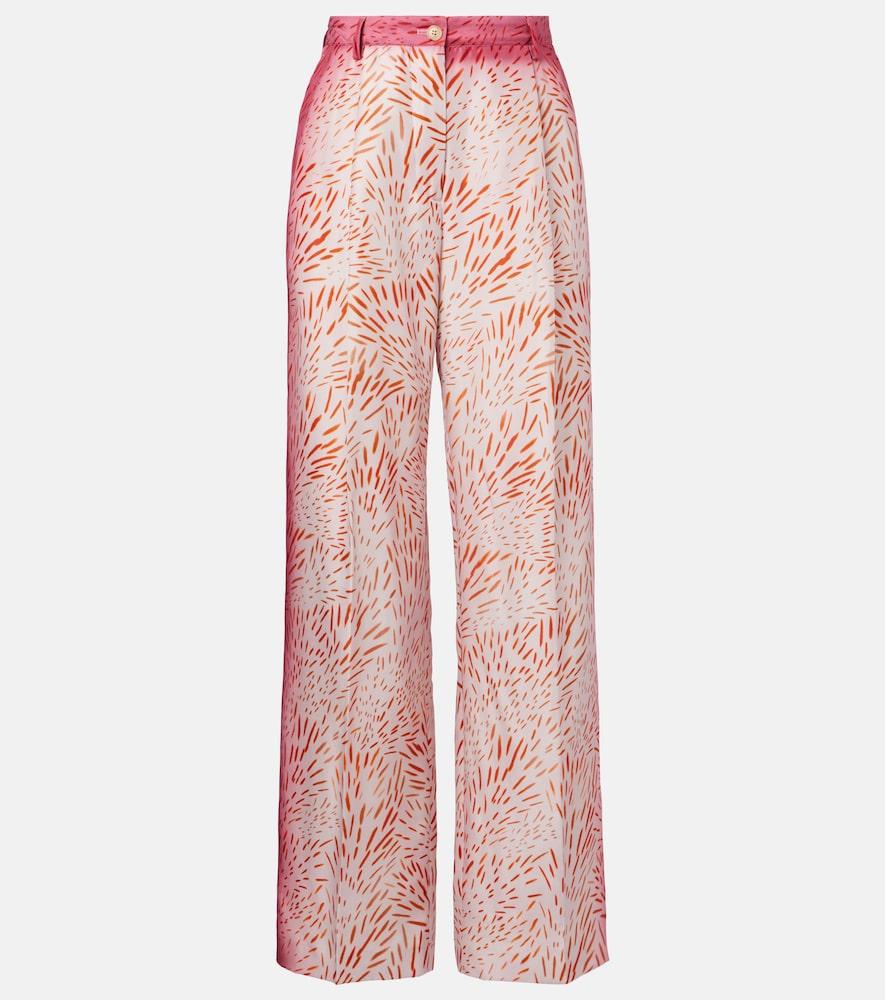 dries van noten printed silk wide-leg pants