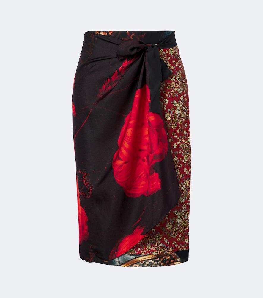 dries van noten printed silk wrap skirt