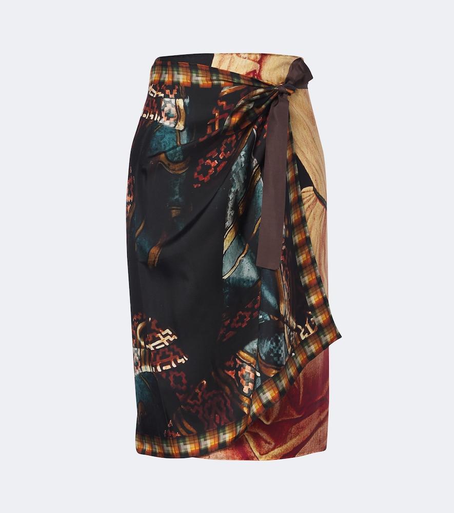 dries van noten printed silk wrap skirt