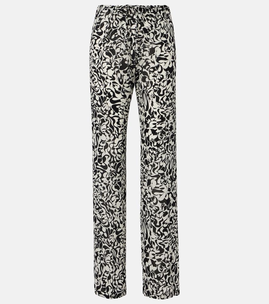 dries van noten printed straight pants