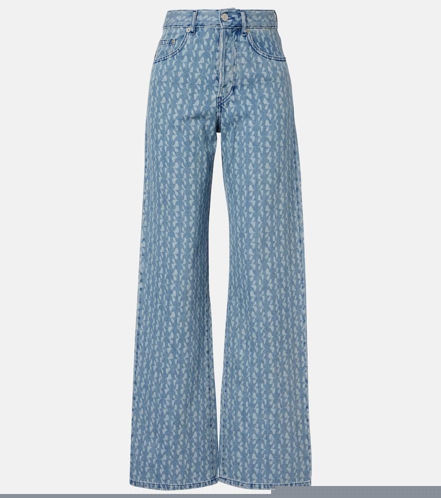 dries van noten printed wide-leg jeans