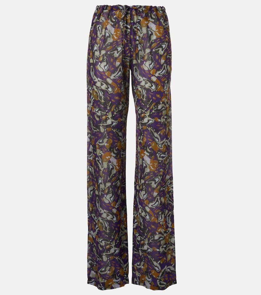 dries van noten printed wide-leg pants