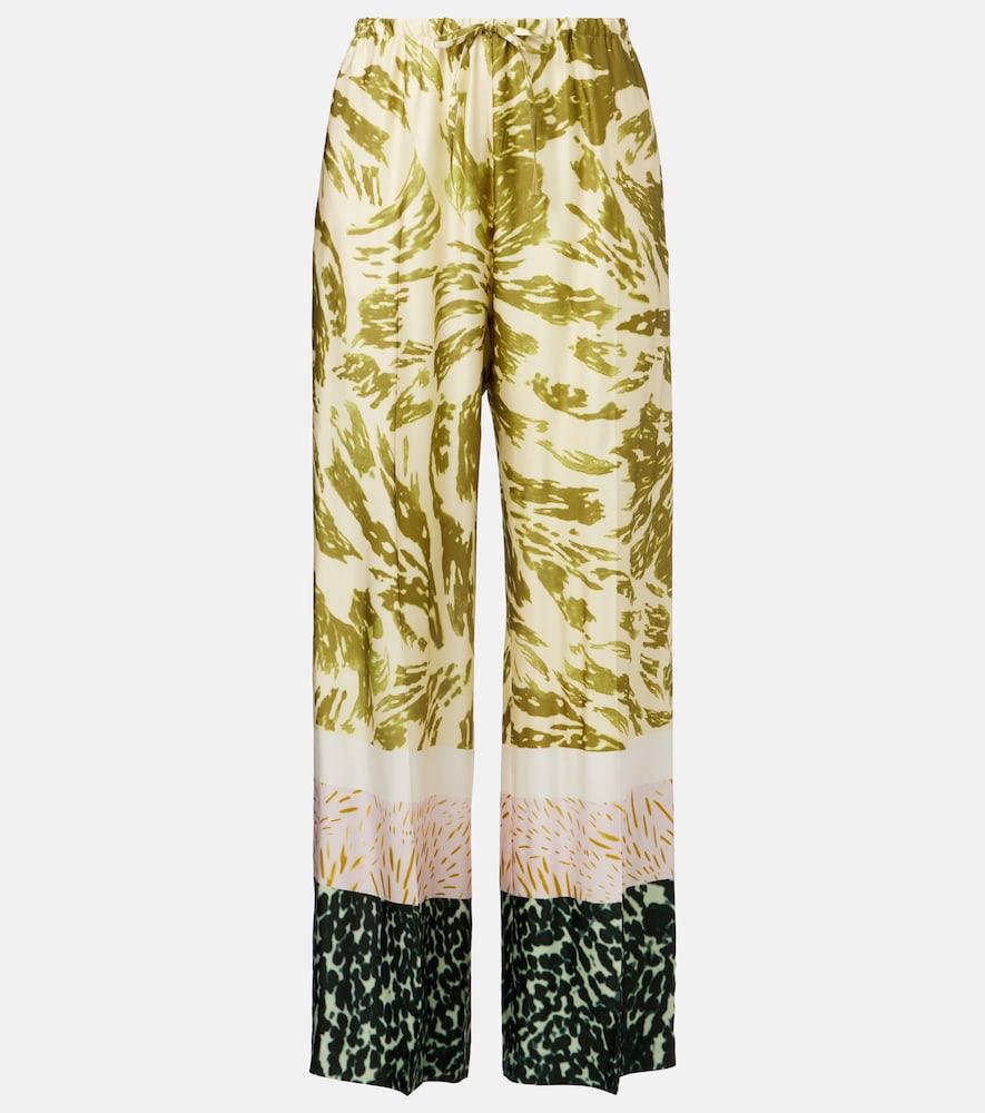 dries van noten printed wide-leg pants