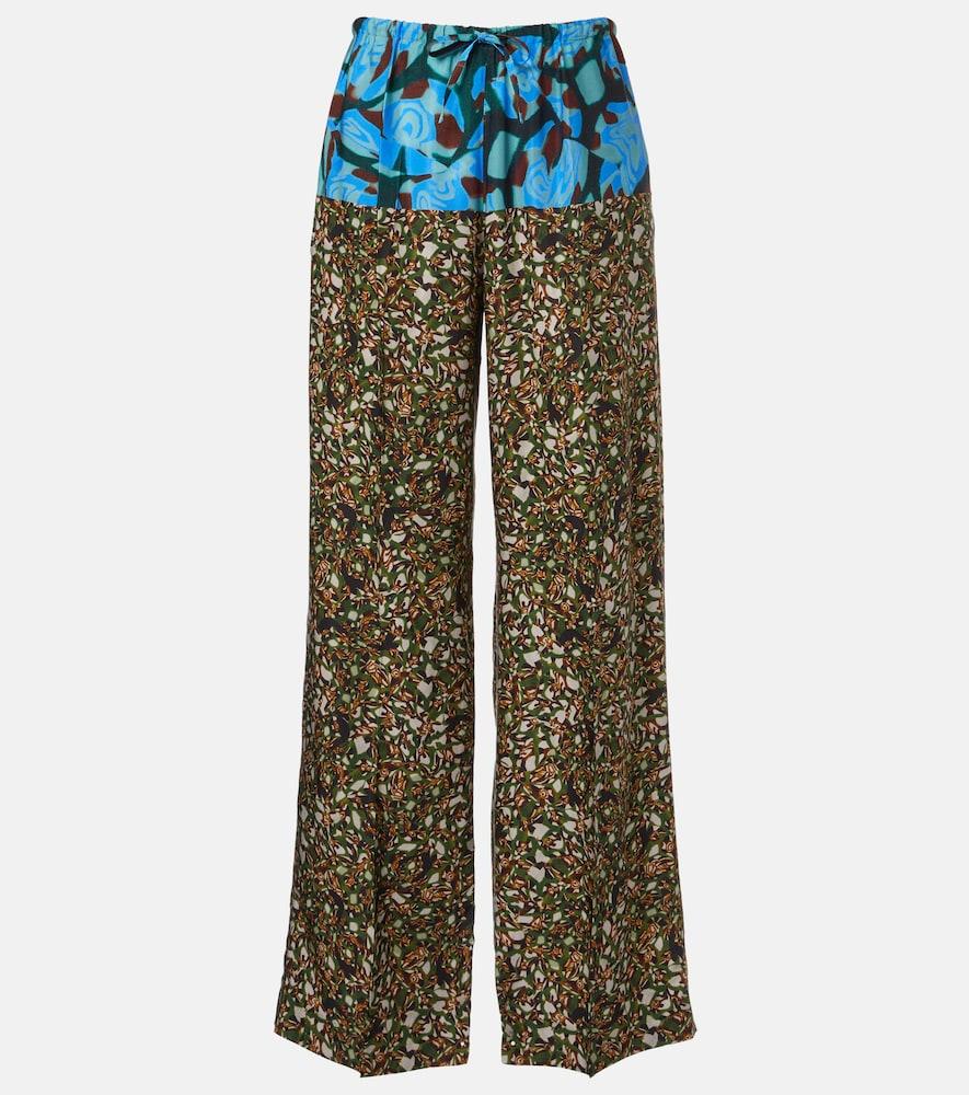 dries van noten printed wide-leg pants