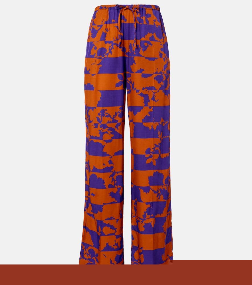 dries van noten printed wide-leg pants