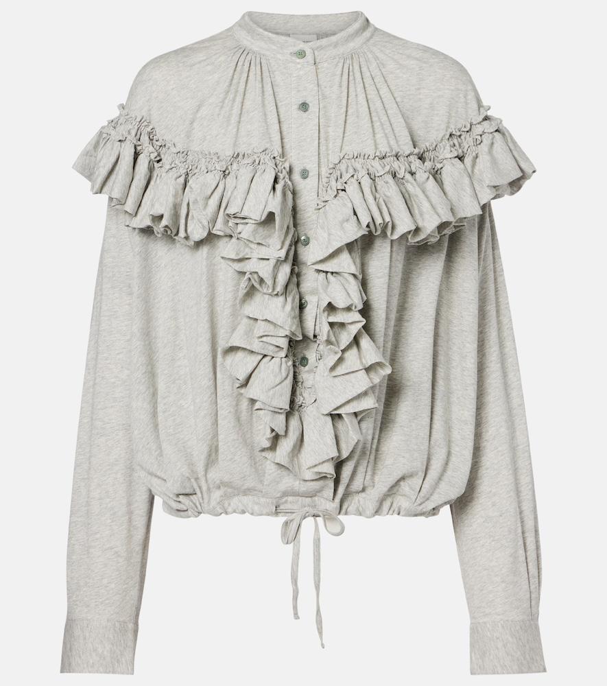 dries van noten ruffled cotton jersey blouse