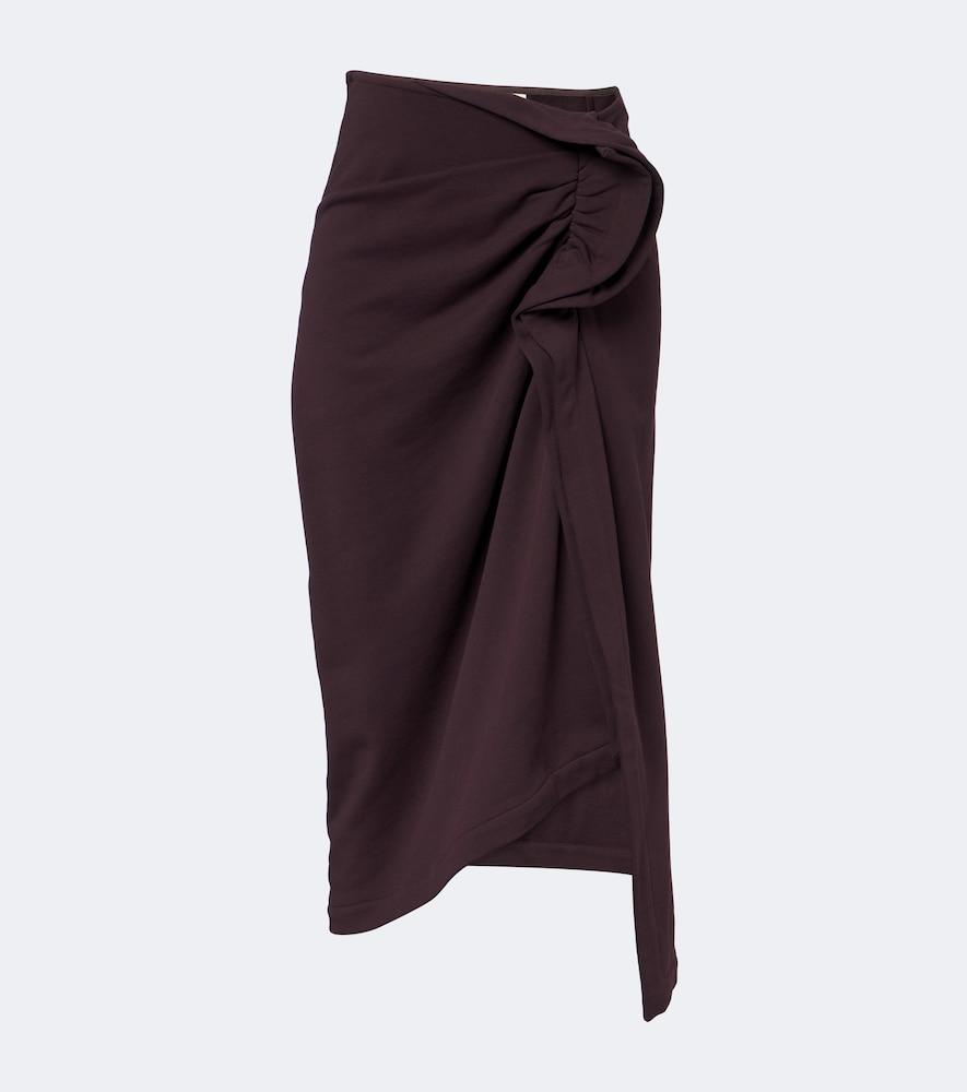 dries van noten ruffled cotton jersey midi skirt