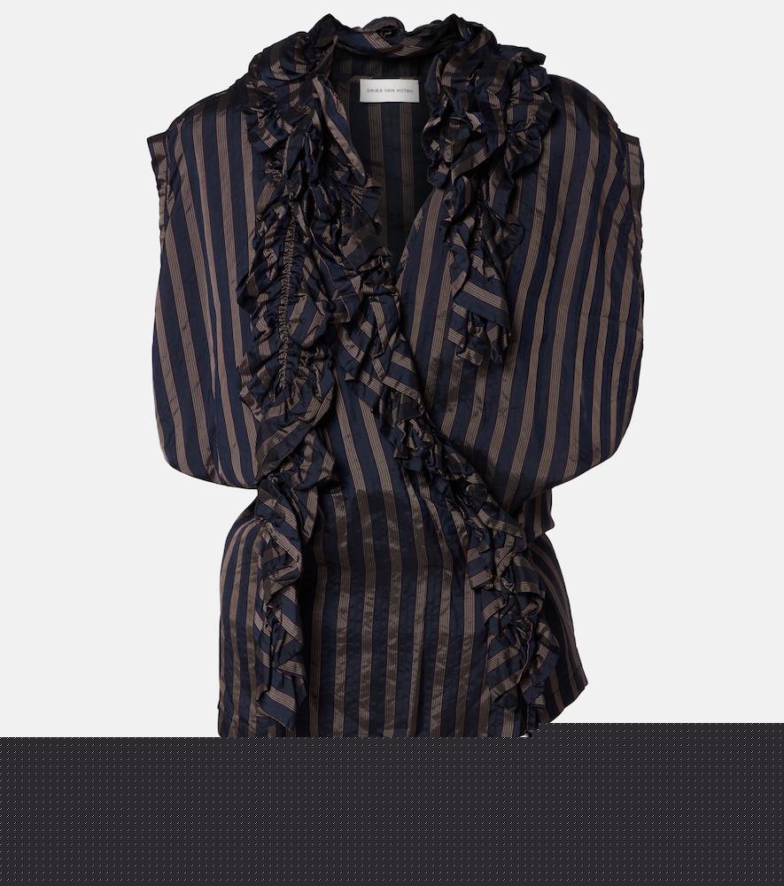 dries van noten ruffled striped top