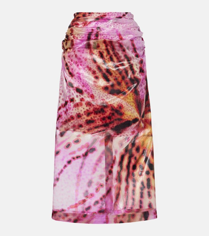 dries van noten sami printed gathered midi skirt