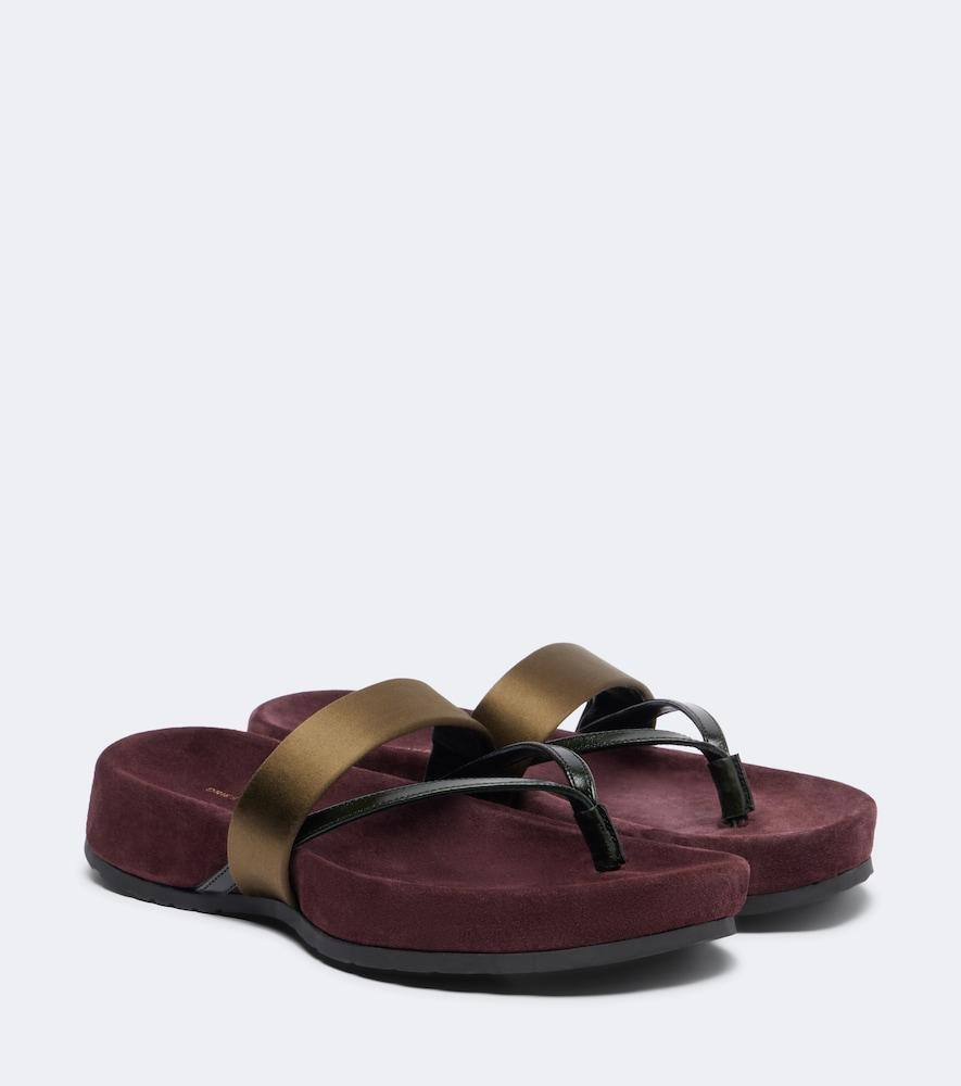 dries van noten satin and leather thong sandals
