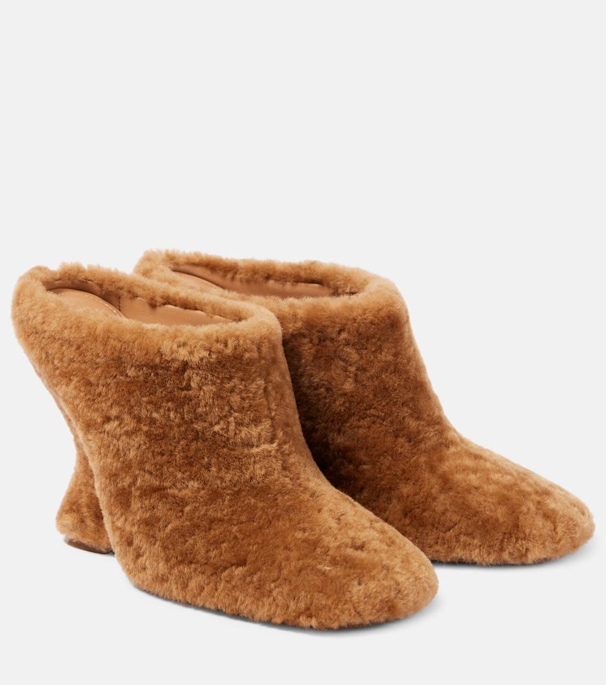 dries van noten shearling wedge mules