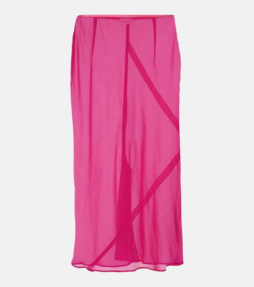 dries van noten silk-blend satin midi skirt