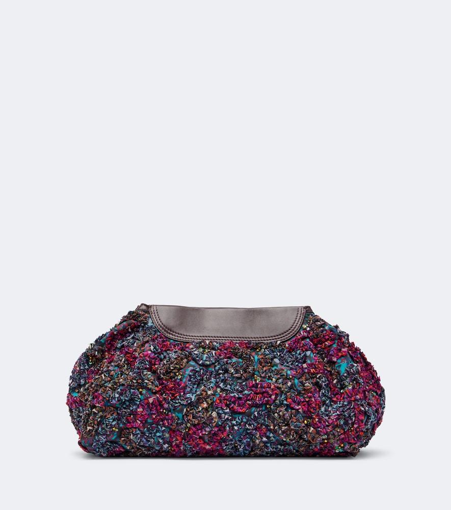dries van noten small embellished leather-trimmed clutch