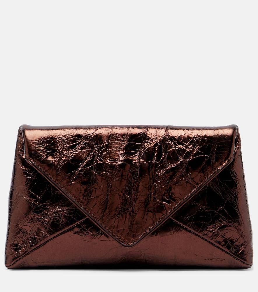 dries van noten small metallic leather clutch