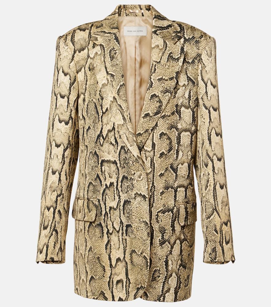 dries van noten snake-effect jacquard blazer