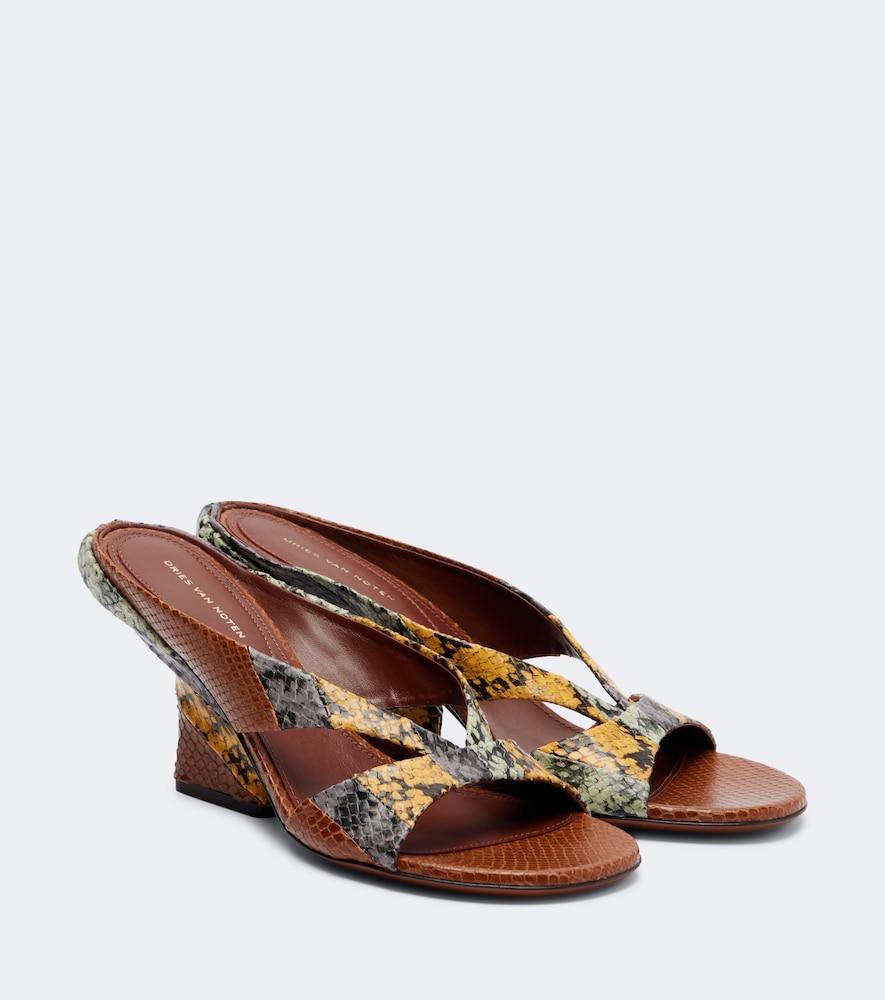 dries van noten snake-effect leather mules
