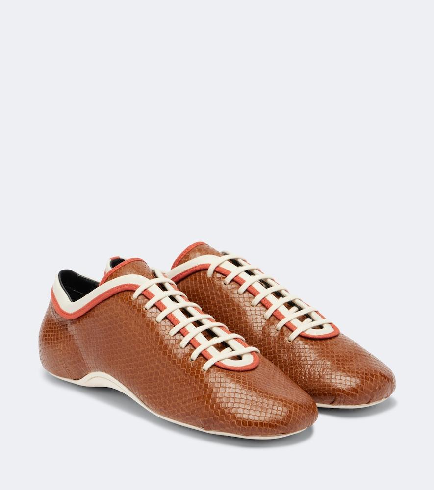 dries van noten snake-effect leather sneakers