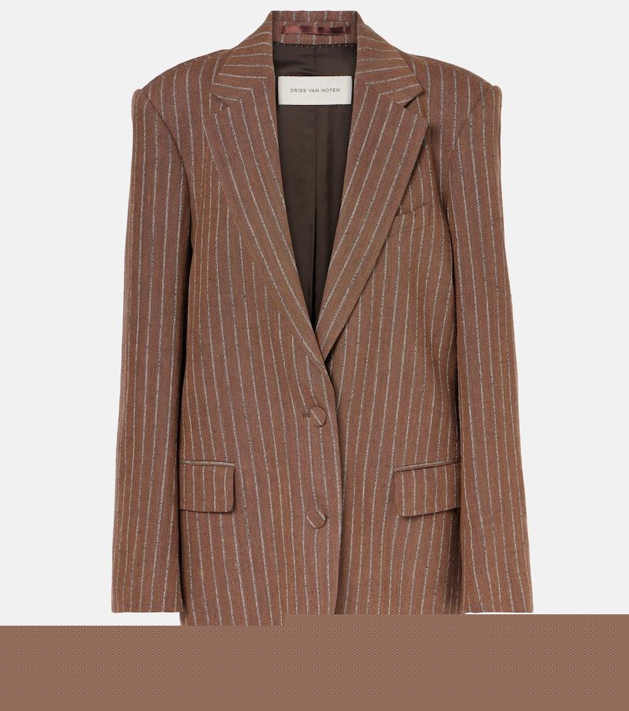 dries van noten striped linen-blend blazer