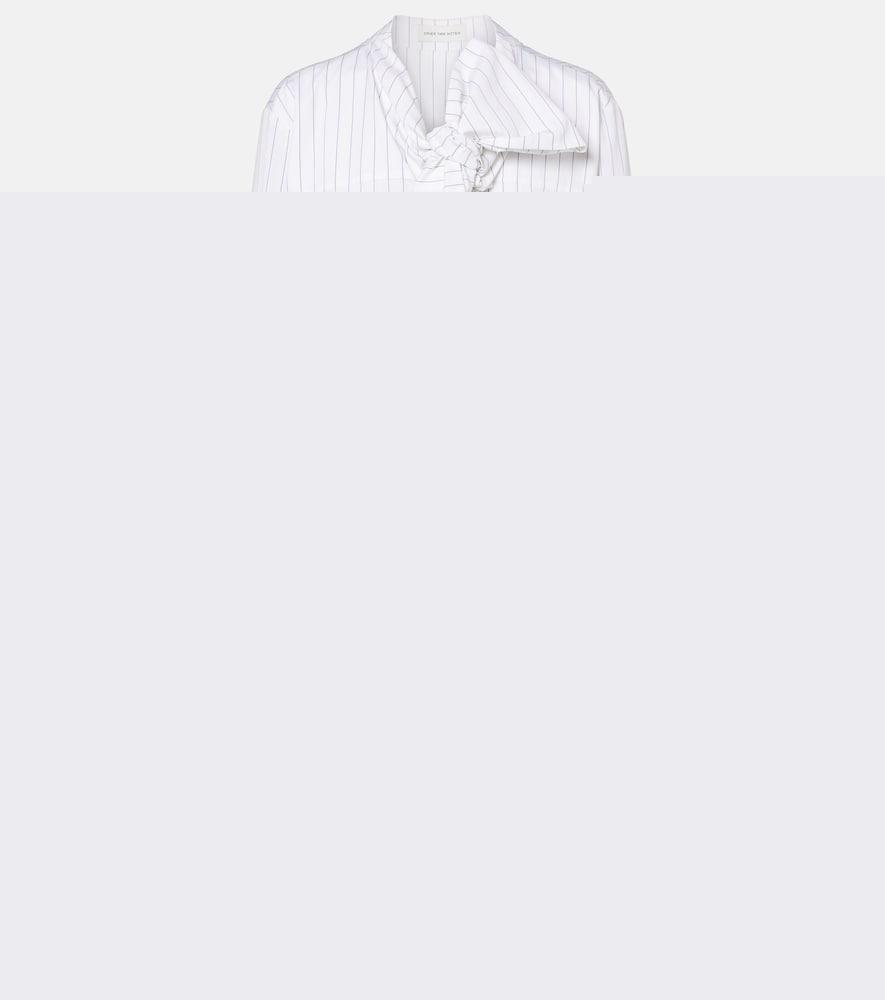 dries van noten striped tie-neck cotton minidress