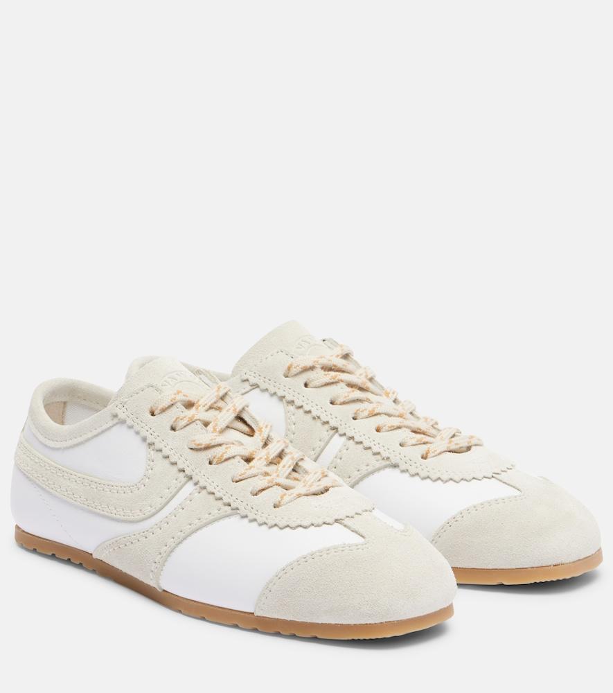 dries van noten suede-trimmed leather sneakers