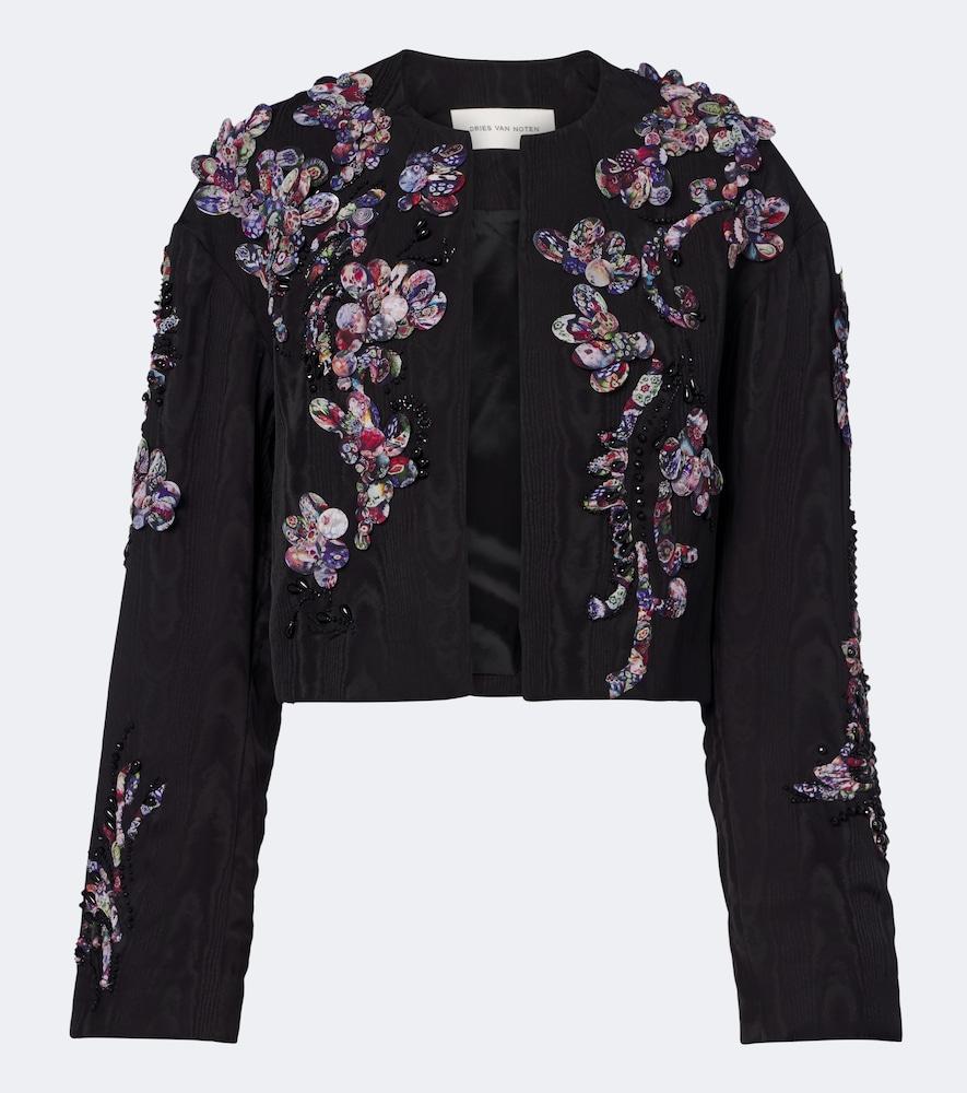 dries van noten vonda appliqué embellished cropped jacket