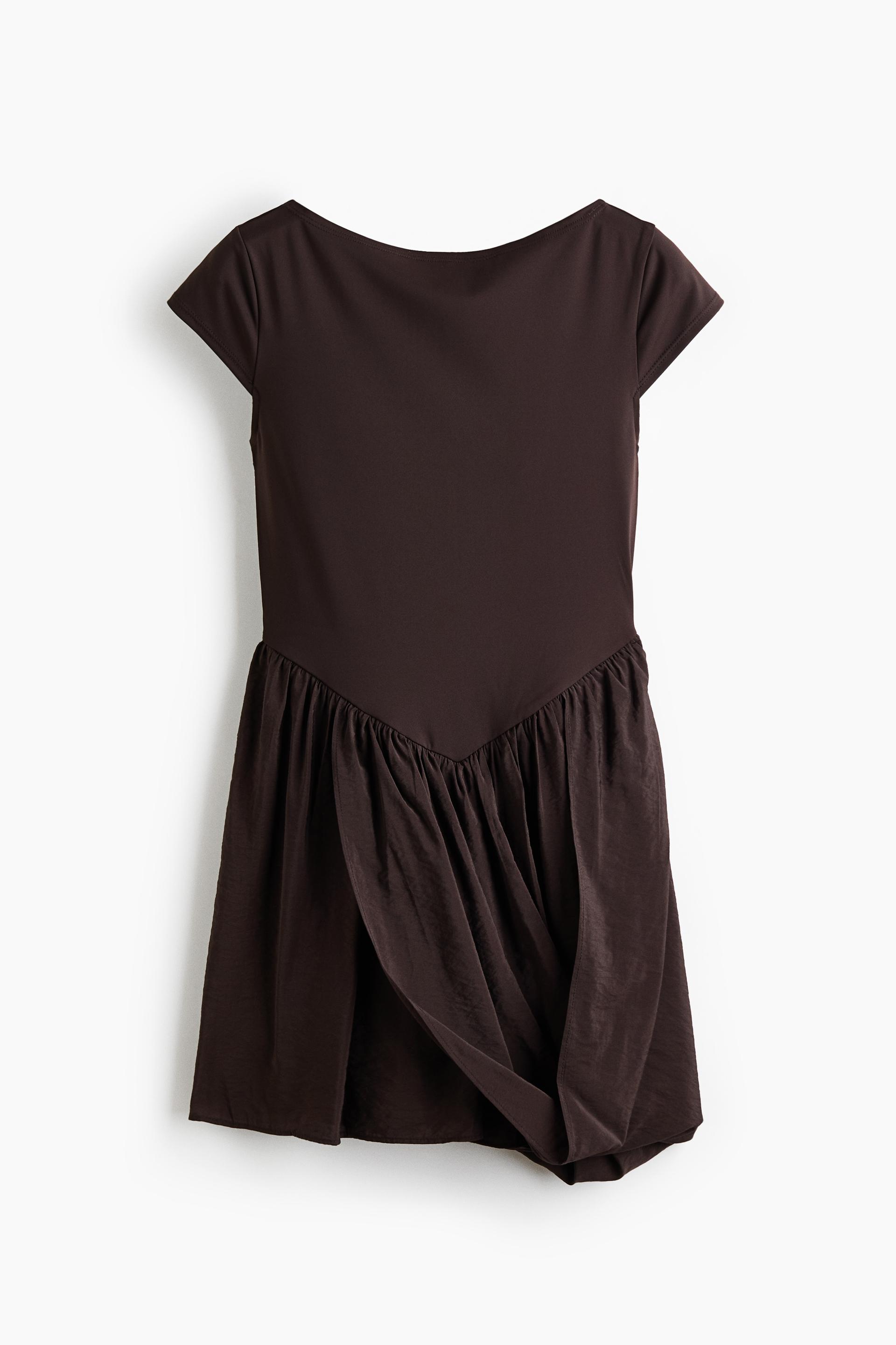 dual-fabric draped-panel dress